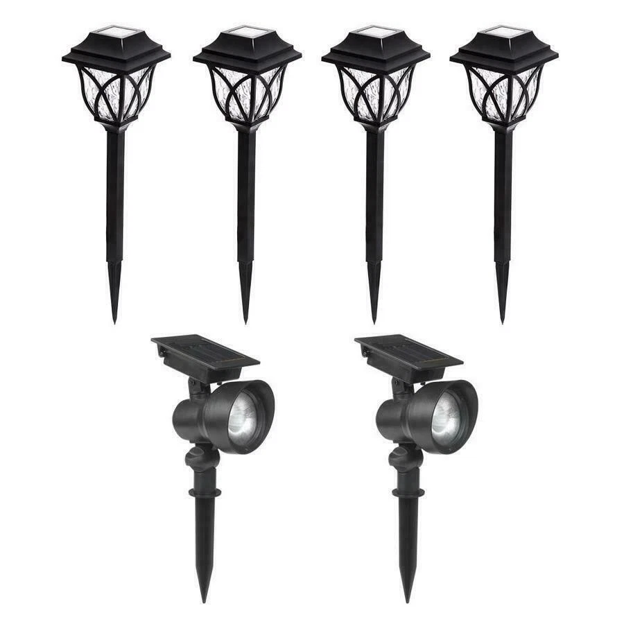 Portfolio 6 piezas Kit de 6 luces de paisaje Iluminación LED integradas solares negras Foto 2 de 4