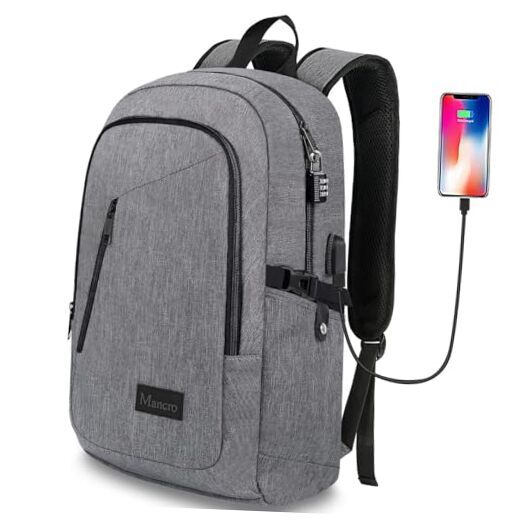 Sleek Anti-Theft Grey Laptop Backpack for Men Fits 15.6 Inch Devices  -image