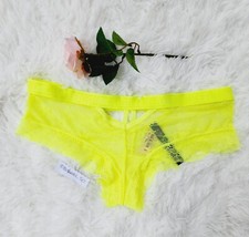 Victoria  s Secret Bright Yellow CHEEKY LOGO SATIN BAND Panties NWT Sz M