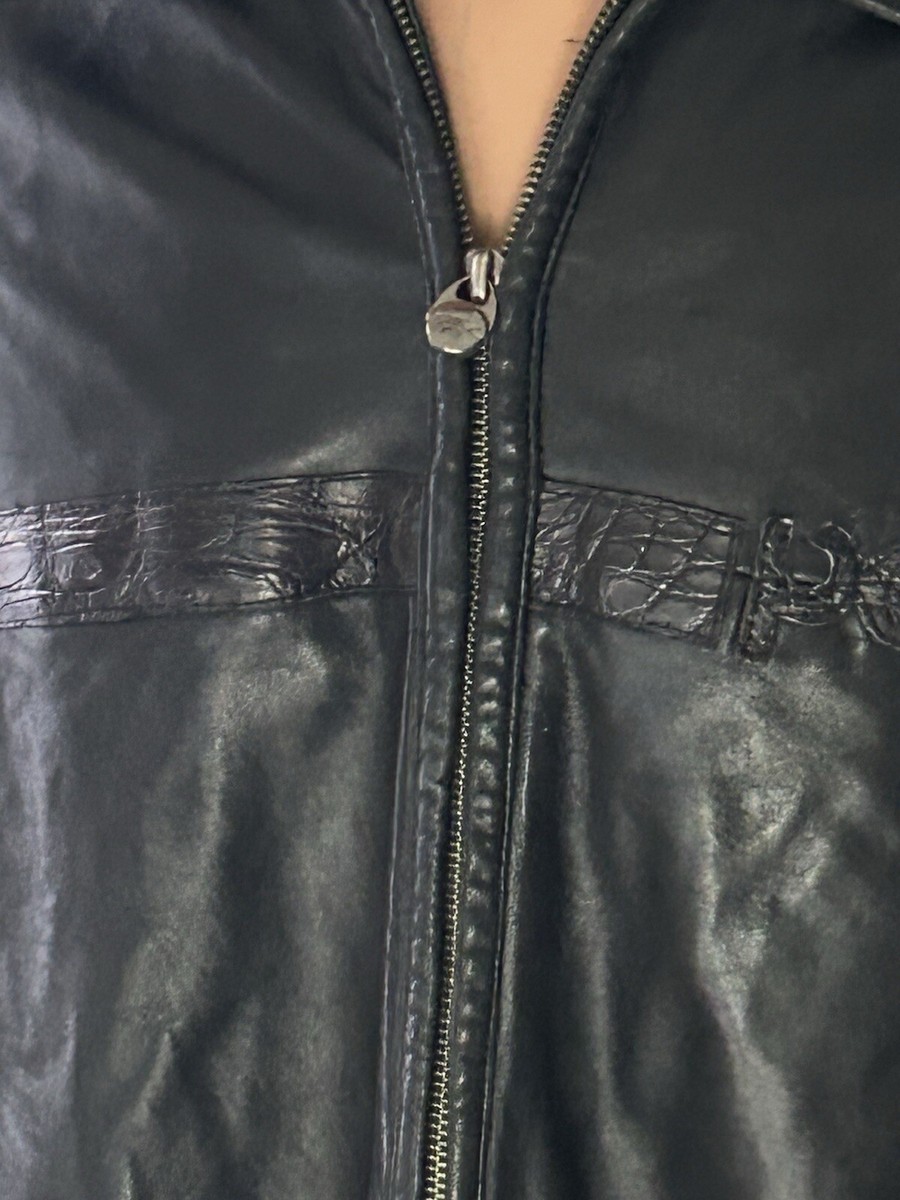 Vintage Marc Buchanan Pelle Pelle Crocodile Print Leather Jacket