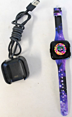 Fitbit Versa Smartwatch, Black w/ Galaxy Band FB504