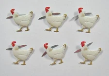 BRADS CHICKENS pk of 6 bird farm eggs chook chicks scrapbooking craft split pin