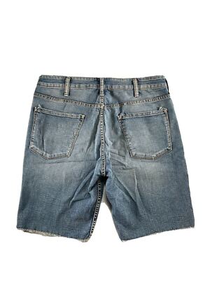 Silver Jeans Allan Shorts Denim Mid Rise Cutoff Frayed Soft Stretch Mens 31 32