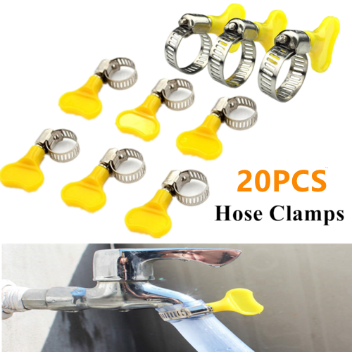 20PCS 16-29mm Type Hose Clamps Plastic Handle Butterfly Hose Clamp Adjustable - Picture 1 of 6