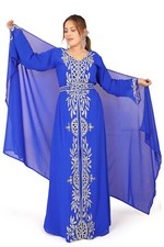 New Modern Moroccan Kaftan Women's Wedding Wear Fancy Blue Crystal Work