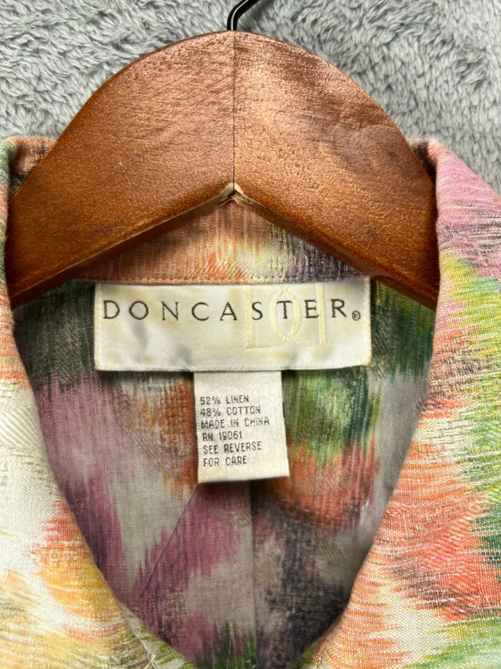 Chaqueta DD by Doncaster para mujer 10 tapiz floral rosa mezcla de lino abotonada años 90 Foto 4 de 4