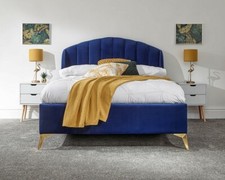 New Pettine Blue Double Ottoman Storage Bed Assembly Option, LOCAL DELIVERY ONLY