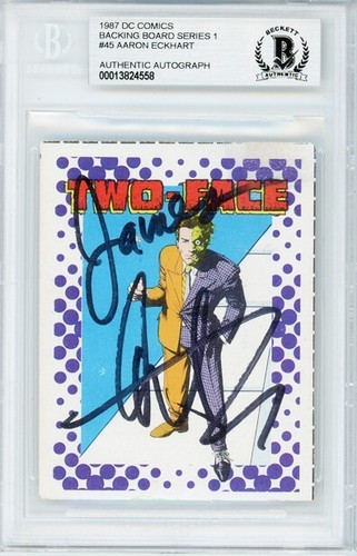 -BATMAN- AARON ECKHART Beckett BAS Signed/Autograph/Auto Card - THE DARK KNIGHT