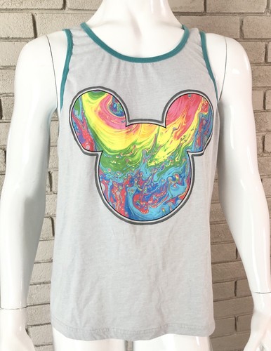 Disney Mickey Melt Rainbow Swirl Psychedelic Pride Summer Tank Top Large 42/44 - Picture 7 of 8