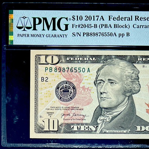 2017A $10 FEDERAL RESERVE NOTE-DESCENDING LADDER #89876550-PMG #68EPQ SUPERB GEM - Picture 4 of 4