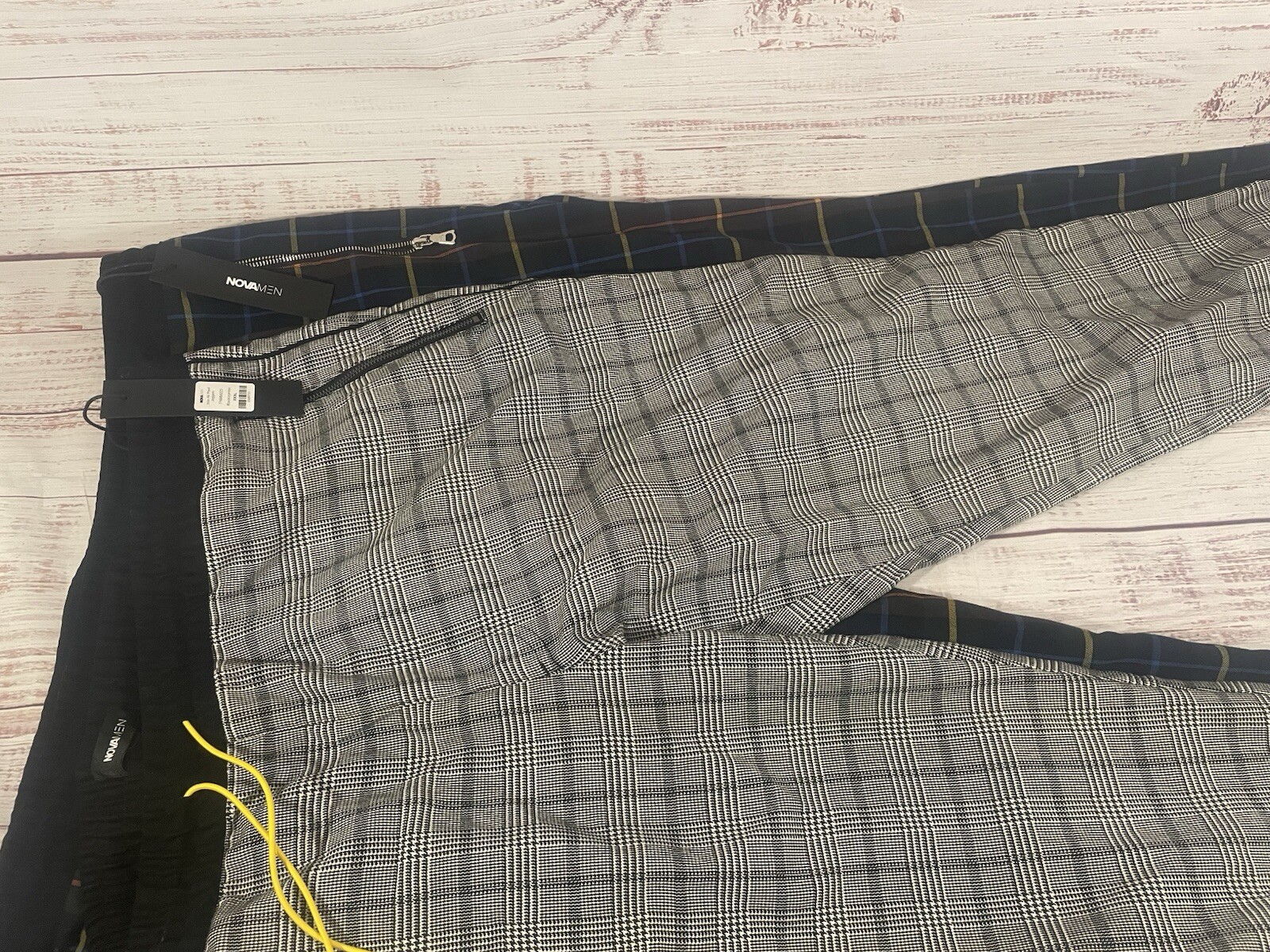 Fashion Nova Men Joggers 3XL Plaid Black Blue Yellow NWT Lot of 2