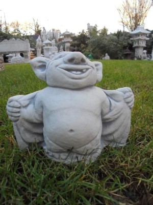 Steinfigur ''Troll mit offenem Mantel'' Steinguss,19 cm, Wichtel, Gartenzwerg,