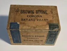 VTG Havana Corona Brown Stone wood cigar box