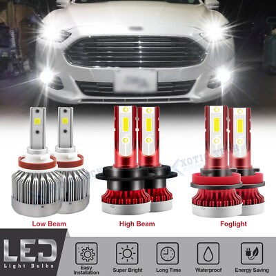 For Ford Fusion 2006-2016 6000K LED Headlights High Low Beam Fog Light Bulbs Kit