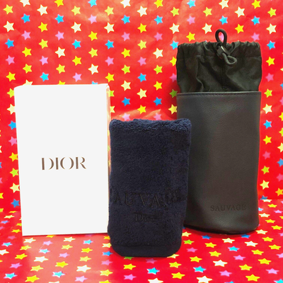 BOXED DIOR SAUVAGE ENGRAVED TOWEL & CARRY POUCH TRAVEL TOILETRY  