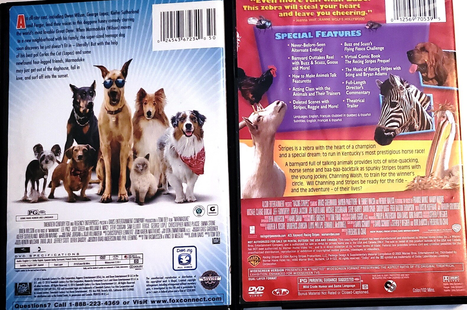 Marmaduke & Racing Stripes DVDs +Bonus+ 24543672319 eBay