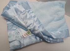 NEW Little Me Baby Blanket Light Blue Back Trim Satin Lux NWOT 30 in x 40 in
