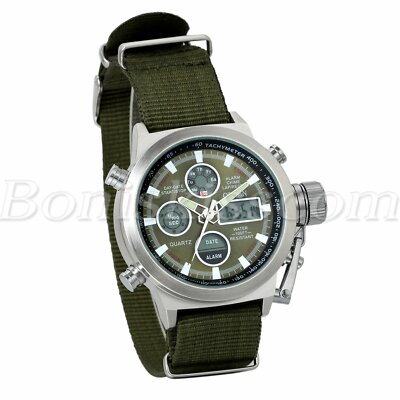 Men Army INFANTRY Outdoor Sport Luminous Dual Display Digital Quartz Wrist Watch