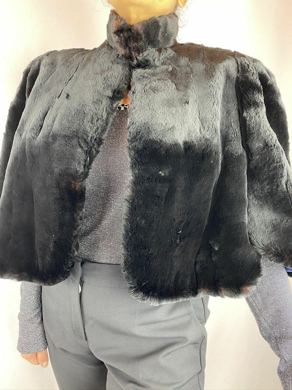 Blumarine Anna Molinari Black Fur Shawl Women's O… - image 2