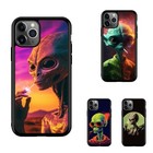 Trendy Cover For iPhone 11 12 13 Pro Max Mini 70s inspired alien smoking