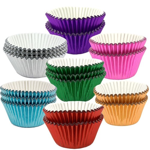 100 Mini Cupcake Cases, Great Quality Foil Paper Baking Cases, Various