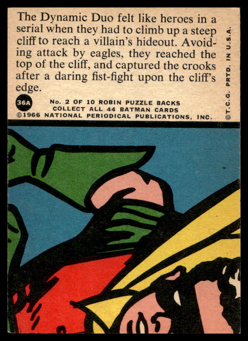 バットマン メダル 1966 Topps Batman #36A Cliff Hangers Red Bat Puzzle Back VG-VGEX