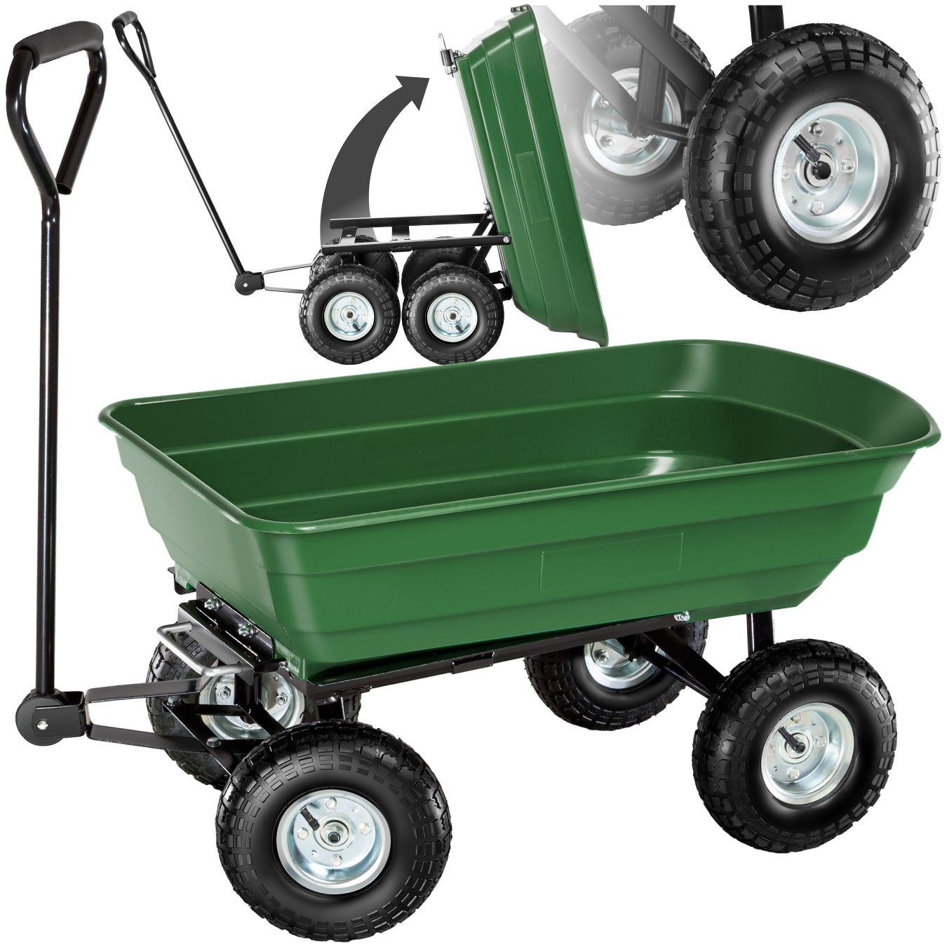 Carrello da Giardino Rimorchio Spinta Trasporto Nuovo | Portata 300kg