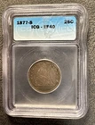 USA 1877 -S QUARTER 25  CENTS Seated Liberty  ICG EF40  RARE Silver 90%
