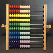 Vintage 1990s IKEA Solid Wood Educational Abacus Math Numbers Counting 13" Tall