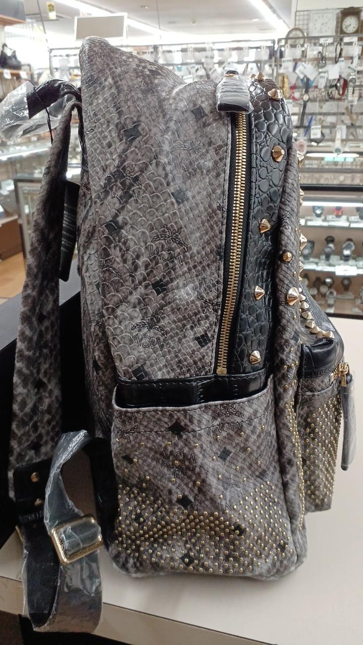 Studded Python Pattern Backpack Model Z7290 Mcm J… - image 4
