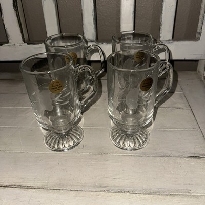 Princess House Mugs pedestal 4 Irish coffee mugs, made in France 5.5 