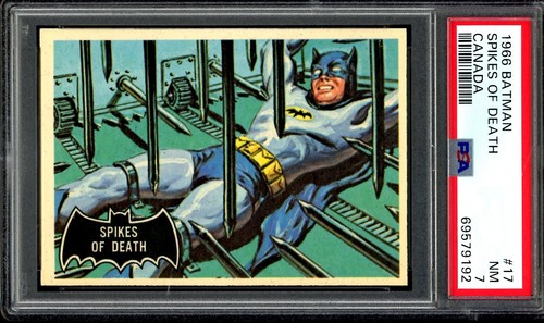 1966 Topps Batman Black Bat #17 Spikes of Death — PSA 7