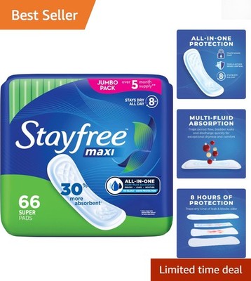 66 Count Maxi Pads with Four Wall Protection - Ultimate Comfort for Women
