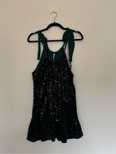 Free People Womens Small Nova Convertible Strap Sequin Minidress Emerald Combo