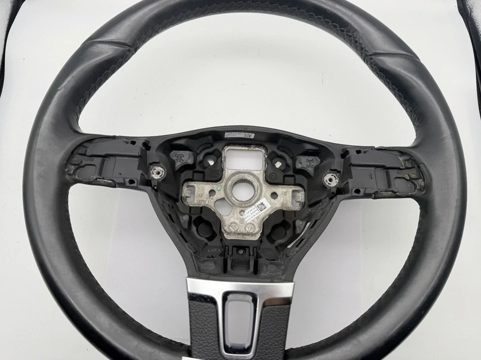 Volante de conductor de cuero negro OEM 12-17 Volkswagen Tiguan 4Motion 2,0 L Foto 3 de 4