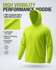 high visibility long sleeve breathable hooded unisex shirt, sun protection,cool