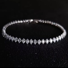 Moissanite Bracelet Marquise Cut 925 Sterling Silver Women's