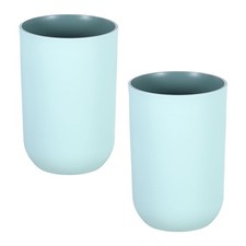 2Pcs Drinking Cups Unbreakable Bathroom Cup Toothbrush Holder Light Blue