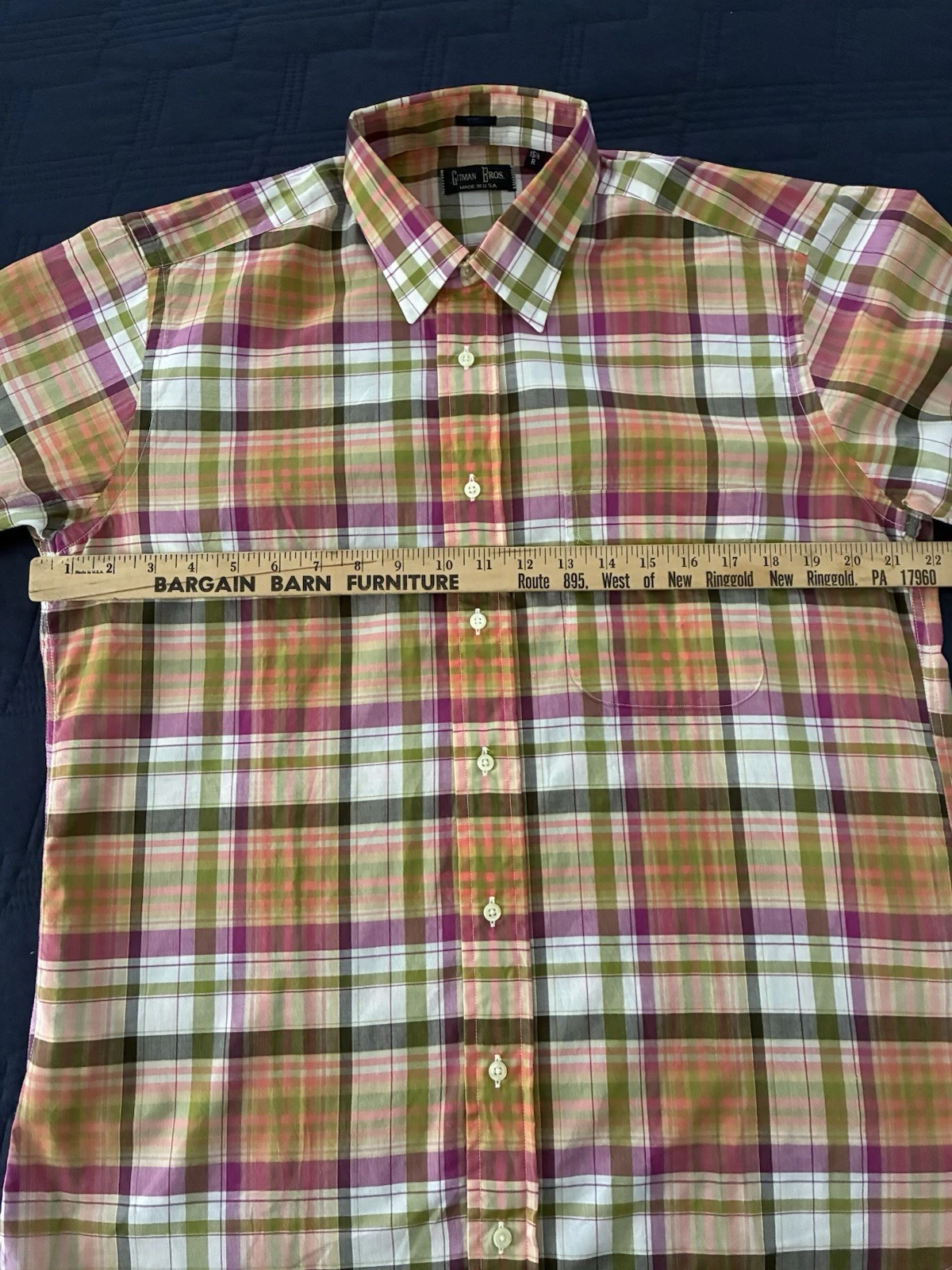 NWOT Gitman Bros Men’s Plaid Shirt Size 15.5R Multicolor Made In USA - product detail image 7