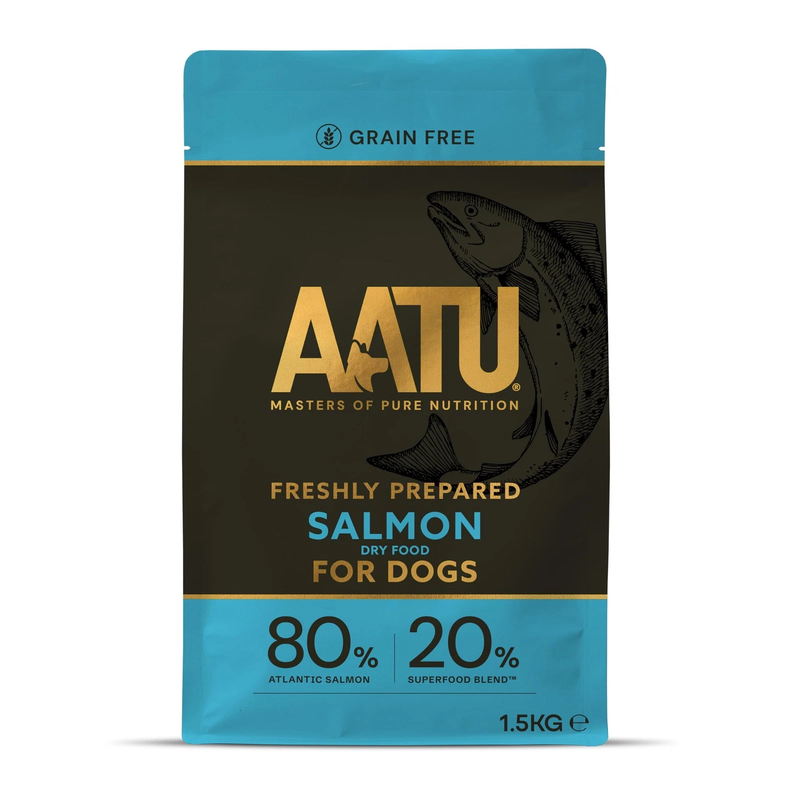 AATU 80/20 Complete Dry Dog Food, Salmon 1.5kg - Dry Food Alternative to Raw