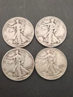 Walking Liberty Half Dollars 90% Silver US Coins 1935 and 3, 1943 Lot Of 4