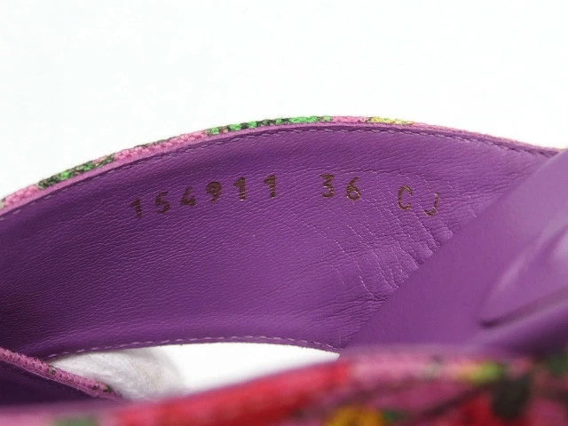 GUCCI Cross Strap Sandals Flora Print Approx. 22.5-23cm 154911 [Cash on delifee thumbnail 11