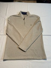 IZOD Mens 1/4 Zip Pullover Sweatshirt Sweater Medium Beige Long Sleeve