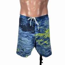Oakley Mens Board Short Shorts Blue Yellow Liquid Tropical Swim Trunks Size 36