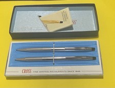VINTAGE CROSS PEN AND PENCIL SET - 1975 - SILVER / CHROME
