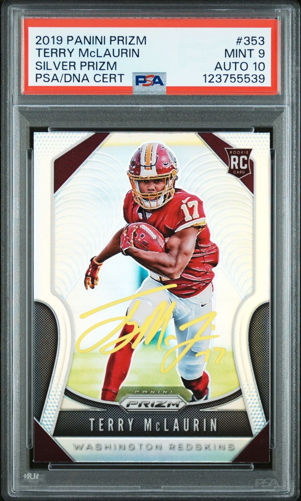 Terry McLaurin 2019 Panini Prizm Silver Signed Rookie Card #353 PSA 9 Auto 10