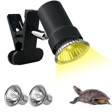 Turtle Heat Lamp  2 Heating Bulbs 50W,35W , Reptile UVA UVB Basking Spot La...