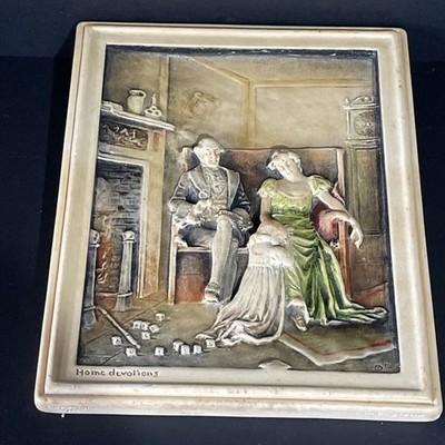 Antike Ivorex Osbourne 3D Wandrelief Haus Andacht Copyright 1915