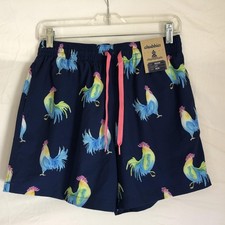 Chubbies Shorts Mens Medium Blue Rooster Print Swim Trunks 5.5 Inseam Lined