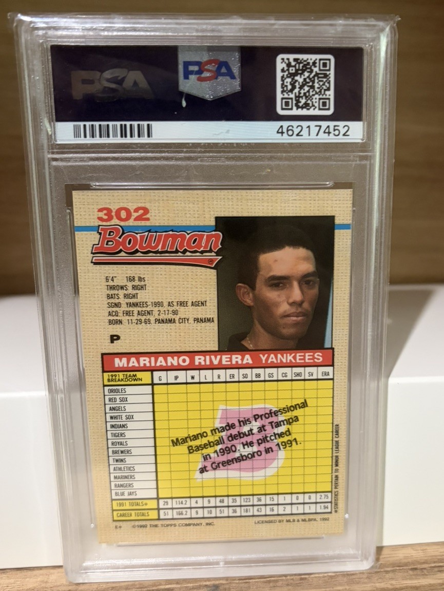 1992 Bowman - Mariano Rivera #302 (RC) - PSA 10 - ROOKIE view 2
